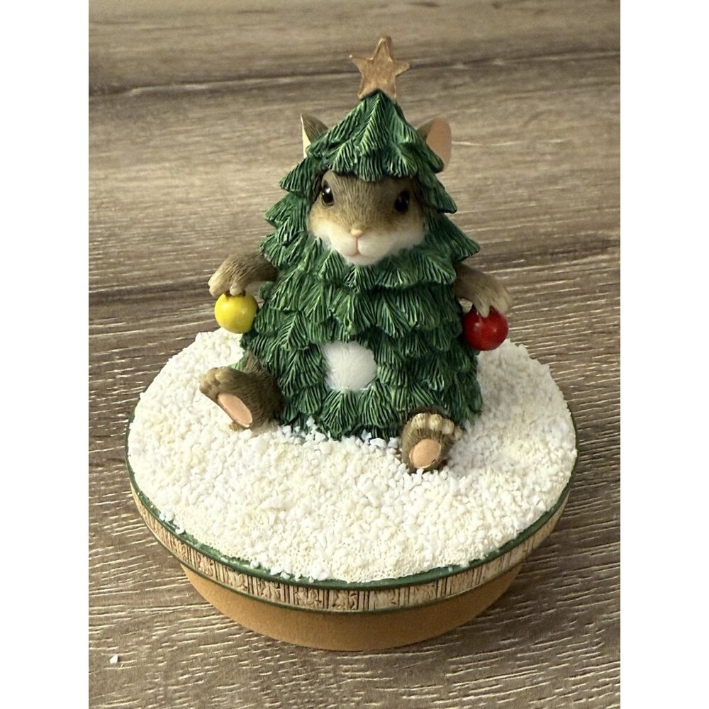 Charming Tails Fitz & Floyd Oh Mackenzie Tree Christmas Mouse Candle Topper MM23